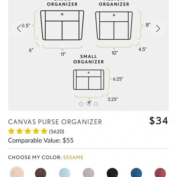 Portland leather canvas purse organizer - Picture 2 of 6